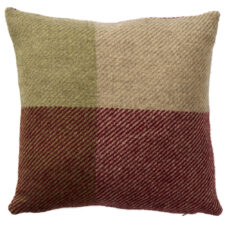 kussen bordeaux beige blokken lamswol klippan check burgundy